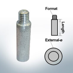 Anode à broche M8 Ø13/L65 (zinc) | 9157
