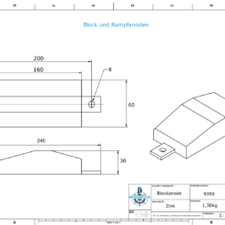 Anodes de bloc et de fuselage Anode plate L160/patte à souder en aluminium (zinc) | 9350_AL – Image 2