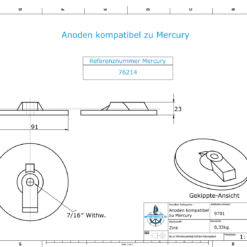 Jeu d'anodes compatible avec Mercury 135-200 CV | zinc | jeu d'anodes 13 – Image 3