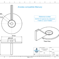 Anodes compatibles avec Mercury | Anode à clapet-à partir "AB" | 822157-C3 | (zinc) | 9720 – Image 2