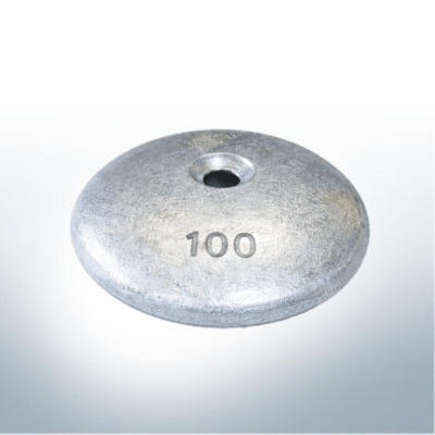 Anodes à disque Ø 100mm | trou de passage (zinc) | 9801
