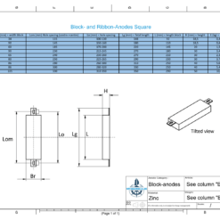 Anodes de bloc et de fuselage carrées L210/245 (Zinc) | 9333 – Image 3