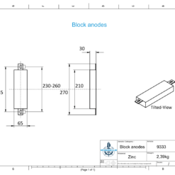Anodes de bloc et de fuselage carrées L210/245 (Zinc) | 9333 – Image 2