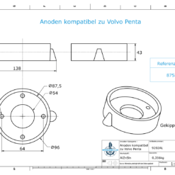 Anodes compatible to Volvo Penta | Ring-Anode Saildrive 110 875812 (AlZn5In) | 9202AL
