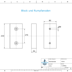 Block- and Ribbon-Anodes Block L230/170 (Zinc) | 9319