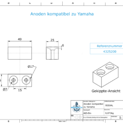 Anodes compatible to Yamaha and Yanmar | Anode-Block >115PS 4325200 (AlZn5In) | 9550AL