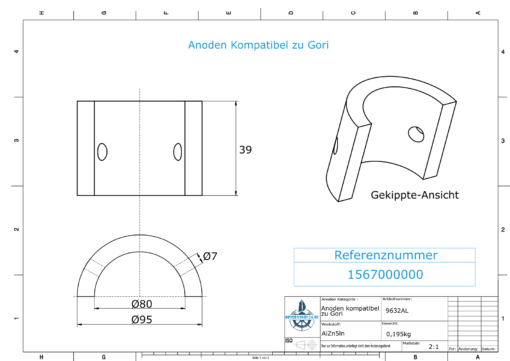 Anodes compatible to Gori | Saildrive 13"-18"| 2-flg. | 1567000000 | 9632AL