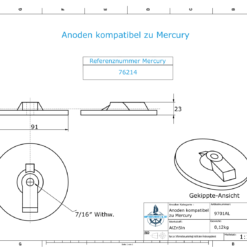 Anodes compatible to Mercury | Uni plate 1 2 76214 7/16