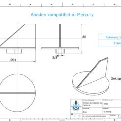 Anodi compatibili con Mercury | Anodo di rifinitura 40 31640 (Zinco) | 9715