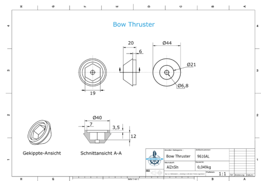 Bow-Thruster 687-3180 BOW 55-75-95 Sleipner (AlZn5In) | 9616AL
