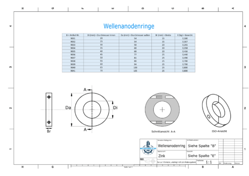 Shaft-Anode-Rings with metric inner diameter 60 mm (Zinc) | 9039
