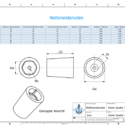 Shaftend-Anodes with hexagon socket SW36 (Zinc) | 9420