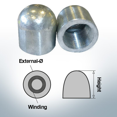 Nut-Caps M30x1,5 Ø45/H40 (AlZn5In) | 9403AL