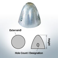Three-Hole-Caps | Prowell Sailprop 135 Ø80/H65 (AlZn5In) | 9408AL