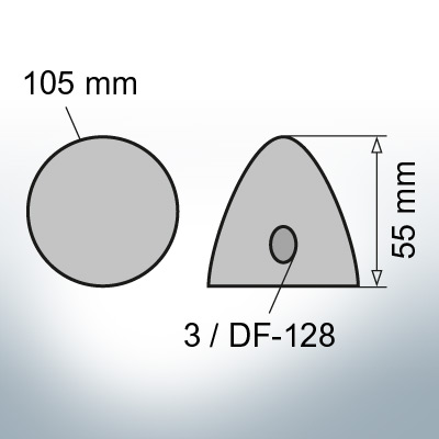 Three-Hole-Caps | suitable for DF-128 Ø105/H55 (Zinc) | 9410