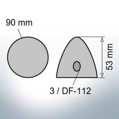 Three-Hole-Caps | suitable for DF-112 Ø90/H53 (AlZn5In) | 9412AL