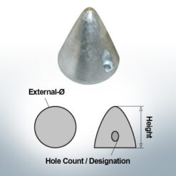 Two-Hole-Caps | Boy-Prop Ø58/H58 (Zinc) | 9425
