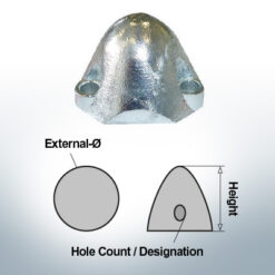 Three-Hole-Caps | suitable for Foldprop Engl. Ø55/H35 (AlZn5In) | 9444AL