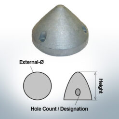 Three-Hole-Caps | Max Prop AN63 Ø65/H45 (AlZn5In) | 9606AL