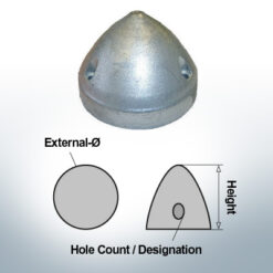 Three-Hole-Caps | Max Prop AN83 Ø80/H60 (AlZn5In) | 9608AL