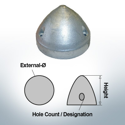 Three-Hole-Caps | Max Prop AN83 Ø80/H60 (Zinc) | 9608