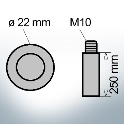 Bolt-Anodes M10 Ø22/L250 (Zinc) | 9111