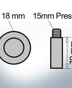 Bolt-Anodes 15mm Press Ø18/L70 (Zinc) | 9126