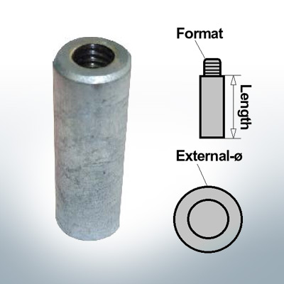 Bolt-Anodes 3/8'' innen Ø16/L50 (Zinc) | 9136
