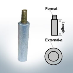 Bolt-Anodes M5 Einsatz Ø10/L42 (Zinc) | 9138
