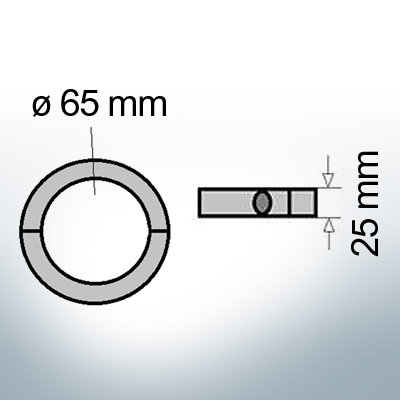 Shaft-Anode-Rings with metric inner diameter 65 mm (Zinc) | 9040
