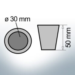 Shaftend-Anodes conical with retainer key 30 mm (Zinc) | 9438