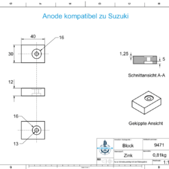 Anodes compatibles avec Suzuki | 40-115 CV | Ref : 55320-95310 | Zinc | 9471 – Image 2
