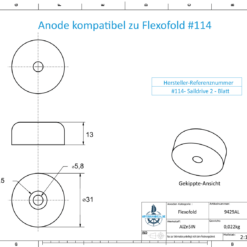 Anode compatible avec Flexofold | 2 pièces | Ø31x13 | AlZn5In | Petite | Ref. #114 | 9429AL – Image 2