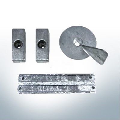 Jeu d'anodes compatible avec Mercury F30 - F40 - F60 | AlZn5In | Jeu d'anodes 11AL